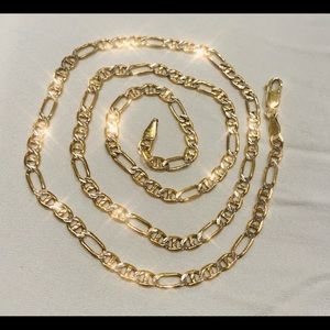 SOLD! 22” Figaro 14K Gold Chain Necklace